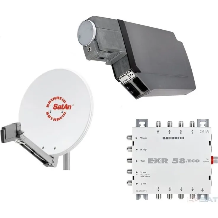 Kathrein CAS 80, Satellitenantenne für 8 Teilnehmer, weiß, multifeedfähig mit 75 cm Reflektor