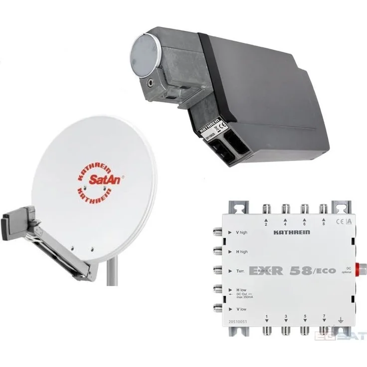 Kathrein CAS 80, Satellitenantenne für 8 Teilnehmer, weiß, multifeedfähig mit 75 cm Reflektor