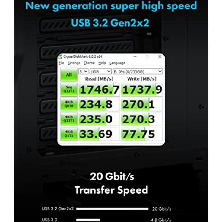 GRAUGEAR | USB3.2 Gen2 2x2 20Gbps USB-C Front-Panel in 3,5 Zoll | Type-C® bis zu 20 Gbit/s + 2X USB-A bis zu 5Gbit/s | Key-A 20-pin & 19-pin Header | Metall PC-Frontblende | G-MP01 – Bild 4