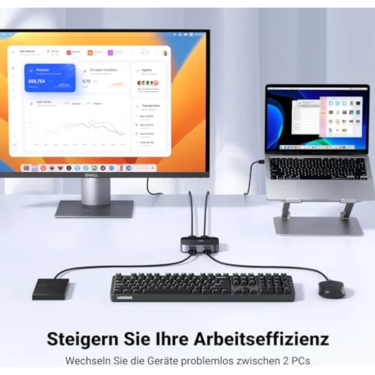 UGREEN USB Switch 2PC USB Switch 3.0 2 In 2 Out USB Umschalter mit 2 USB 3.0 A auf A Kabel für Tastatur, Maus, Drucker, Festplatten, USB-Kameras usw. – Bild 4