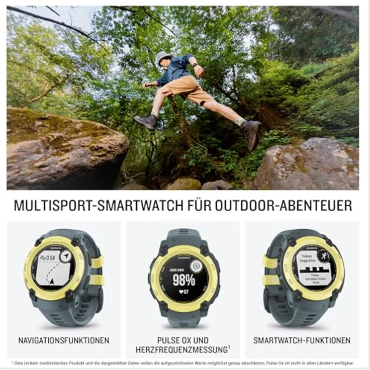 Garmin Instinct E 40mm - Robuste, wasserdichte GPS-Smartwatch mit 1,2" Display für Outdoor, Laufen, Radfahren u.a. - Herzfrequenzmessung, präzise Navigation, Bluetooth, 14 Tage Akkulaufzeit – Bild 2