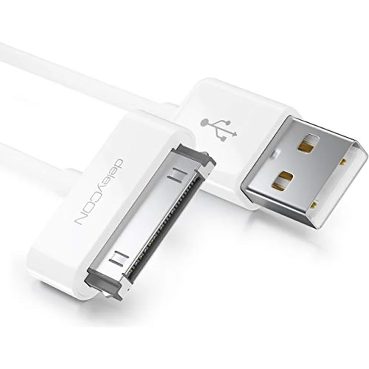 deleyCON 30-Pin USB Kabel Dock Connector, 0,15m, Ladekabel für iPhone 4s/4/3Gs/3G, iPad, iPod - Weiß – Bild 3