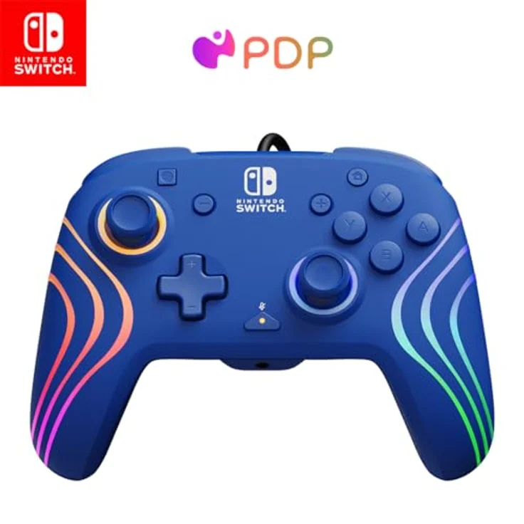 PDP Official Switch Afterglow Wave Wired Controller - Blue – Bild 1