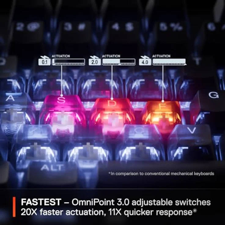 SteelSeries Apex Pro Gen 3, Gaming-Tastatur mit Hall Effect Switches, OmniPoint 3.0, einstellbarer Betätigung, Game-Ready Presets, Rapid Trigger, Schutzmodus, Nordic QWERTY – Bild 5
