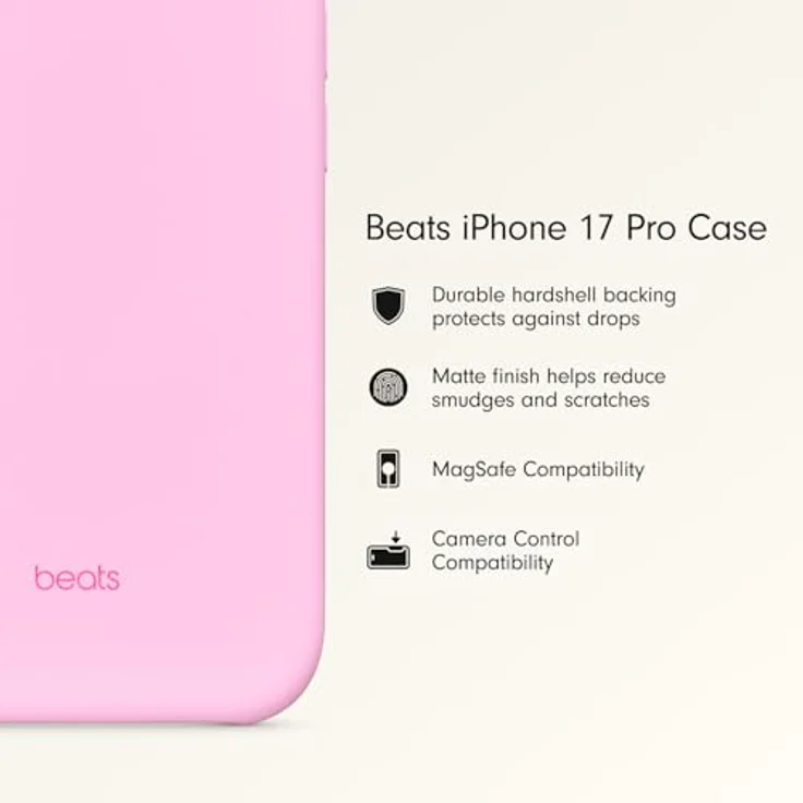 Beats iPhone 17 Pro Case mit MagSafe, Kamerasteuerung, matte Außenseite und Mikrofaser-Innenfutter – Kieselrosa – Bild 2