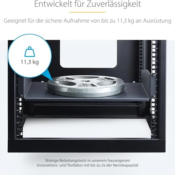 StarTech.com 2HE Belüftetes Server-Rack Fachboden, 31,5cm Tiefe, Perforierte Rackablage mit Tragkraft 11,3kg für 19" Racks – Bild 4