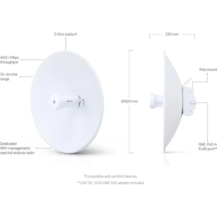 UBIQUITI PowerBeam 5AC-Gen2, venkovní, 5GHz AC, 2x 25dBi, Gigabit LAN, AirMAX AC – Bild 6
