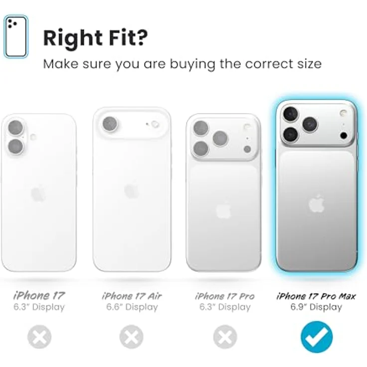 Speck Presidio2 Grip Hülle für Apple iPhone 17 Pro Max, mit Microban-Beschichtung, Armor Cloud Fallschutz, MagSafe-kompatibel, Schwarz – Bild 5