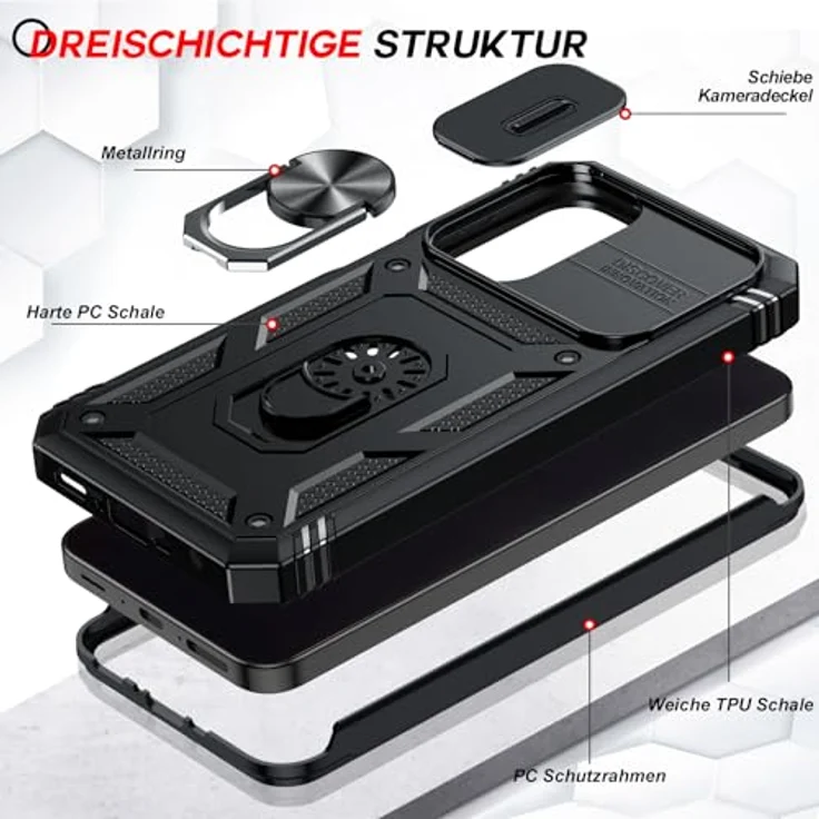 LeYi Panzerhülle für Samsung Galaxy A27 5G, Stoßfestes Ständer Case mit Schiebekamera-Abdeckung, Anti-Fingerabdruck, Militärstandard Schutz – Bild 3