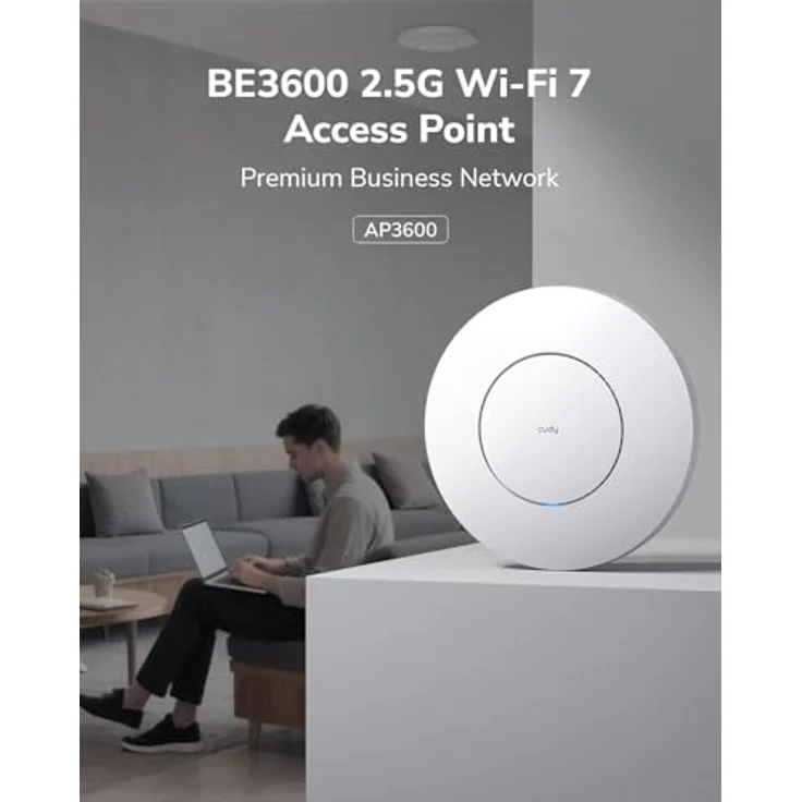 Cudy BE3600 Dualband-Deckenhalterung, Wi-Fi 7 Access-Point mit 3600 Mbit/s, 2,5 G Port, MU-MIMO, Cudy APP-Steuerung, PoE- und DC-betrieben – Bild 2