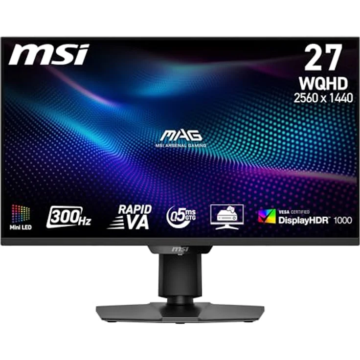 MSI MAG 274QPF X30MV Gaming Monitor 27 Zoll WQHD, Rapid VA Mini-LED, 300 Hz, 0,5 ms, DisplayHDR 1000, HDMI 2.1, DP 1.4a, höhenverstellbar, Schwarz – Bild 1