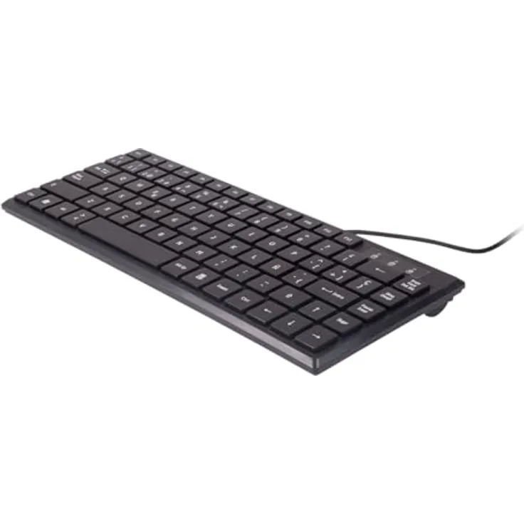 Unykach KB302 Mini Ultraflache Tastatur, 83 Tasten, leise, mattschwarz, USB-Anschluss, spanisches QWERTY-Layout, universelle Kompatibilität