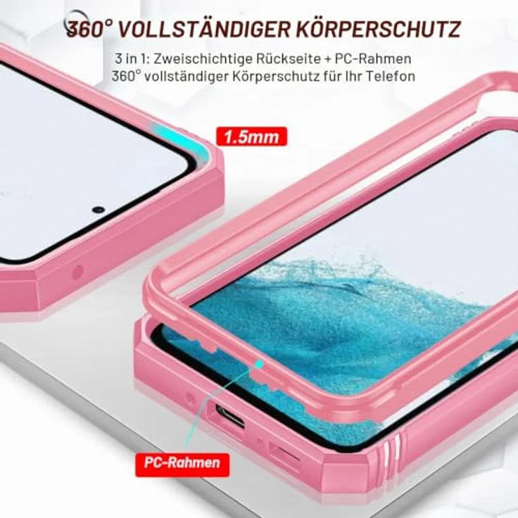 LeYi Hülle für Samsung Galaxy A54 5G, Kamera Schieber Schutzhülle mit militärischem Schutz, rosa mit 2 Displayschutzfolien und Stehfunktion – Bild 5