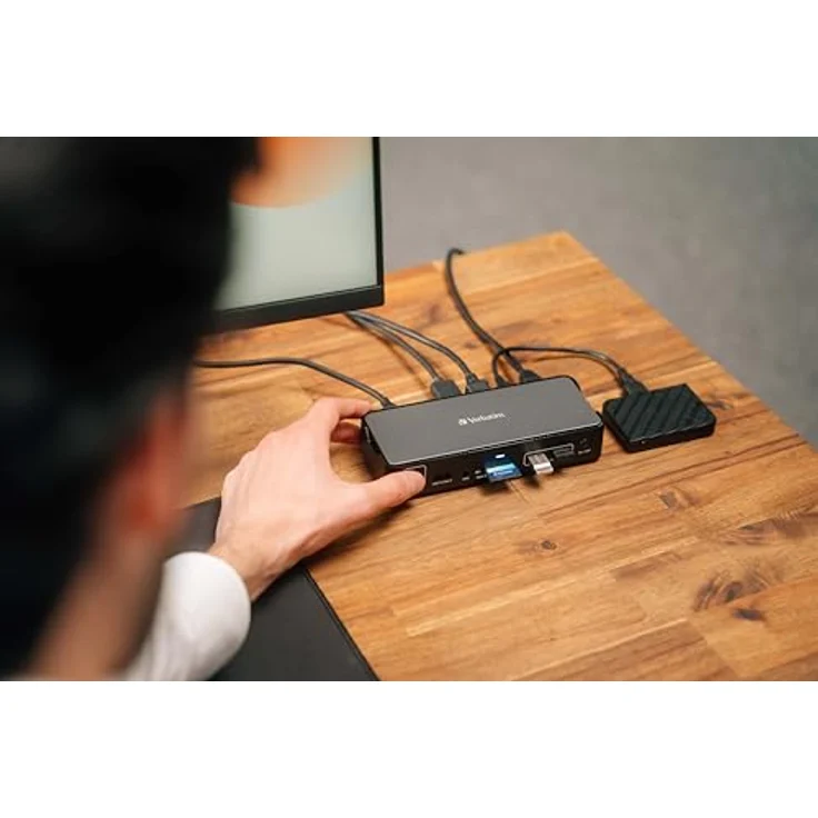 Verbatim USB-C Pro Docking Station, 15-in-1 Hub, Multiport Adapter zu HDMI 4K und 8K, USB-A und USB-C, PD 80 W, AUX, Card Reader, in Schwarz – Bild 5