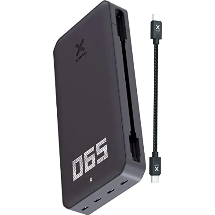 Xtorm Powerbank Titan Pro 140W, 24.000 MAH, XB402, USB-C-PD, LED-Indikator, kompatibel mit Smartphone, Tablet und Laptop, XB4-Serie, einschließlich magnetisches USB-Kabel, langlebiges Material, Grau