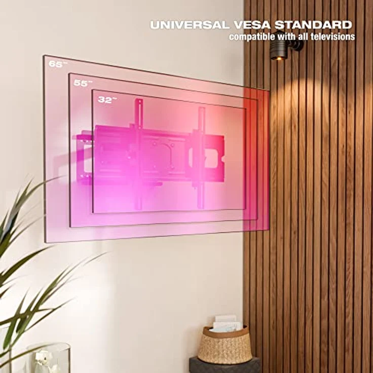 RICOO TV Wandhalterung Fernseher Schwenkbar Neigbar für 40-75 Zoll, Universal TV Halterung R06-F, Fernsehhalterung für Wand, Wandhalterung Fernseher 65 Zoll, bis 95 Kg mit max. VESA 600x400 mm – Bild 5
