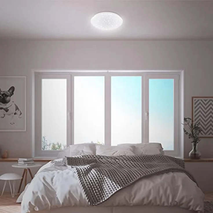 BRILONER LED Deckenlampe mit Sternenhimmel, 12 Watt, 1300 Lumen, 28x6,5 cm, Weiß – Bild 2