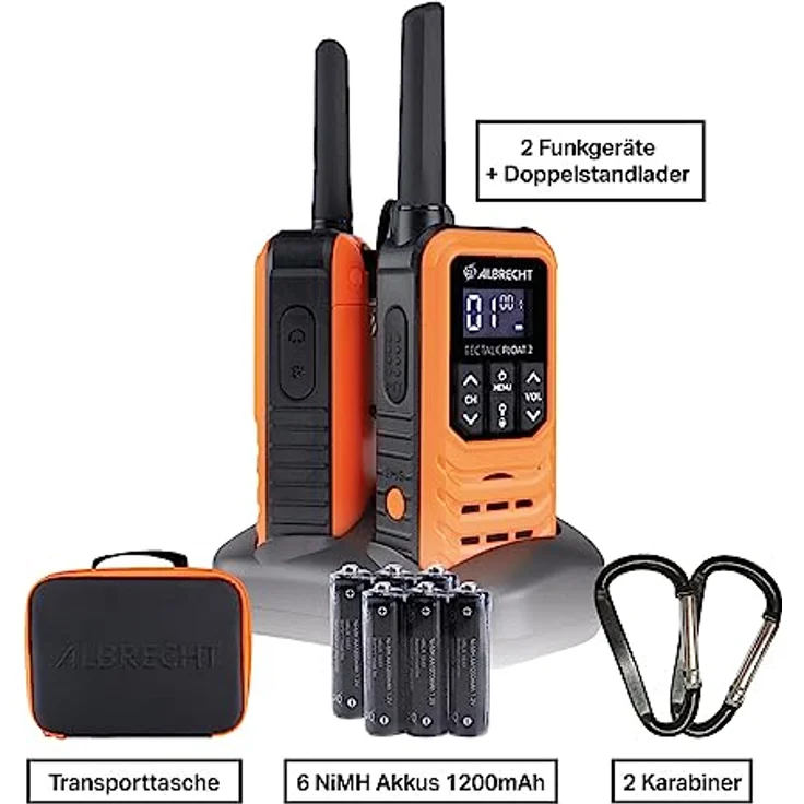 Albrecht Float 2, Walkie-Talkie mit 10 km Reichweite, wasserdicht und schwimmfähig, Orange/Schwarz – Bild 3