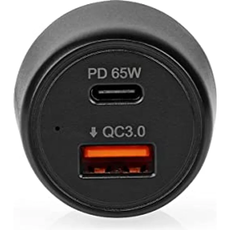 NEDIS Auto-Ladegerät - 65 W - 2.0/3.0/3.25 A - 2 Ausgänge - USB-A/USB-C - Automatische Spannungswahl - Schwarz