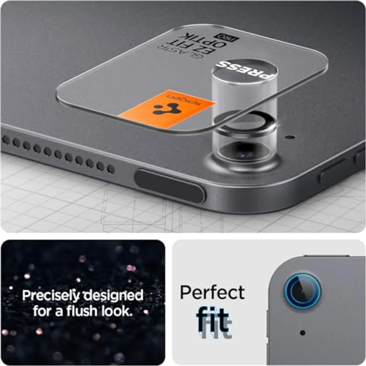Spigen Glas.tR EZ Fit Optik Pro Kameraschutz für iPad Air 13/11 Zoll M2 (2024), 2 Stück, Space Grau, Individuelle Objektive, 9H Härte Folie – Bild 4