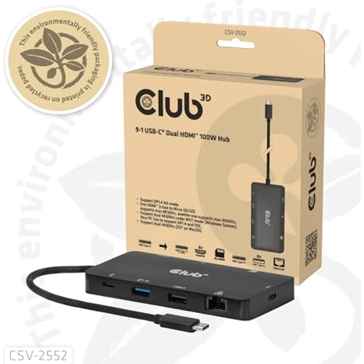 Club3D CSV-2552 USB-C® Dockingstation mit Dual HDMI, 4K60Hz, 4x USB-Anschlüssen, integrierten Micro SD/SD-Kartenlesern, RJ45 und Power Delivery 3.0 – Bild 9