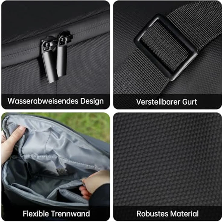 ROLLEI Fotoliner Drohnentasche, gepolsterte Umhängetasche mit flexiblem Hauptfach und Wasserabweisendem Material, Schwarz – Bild 4