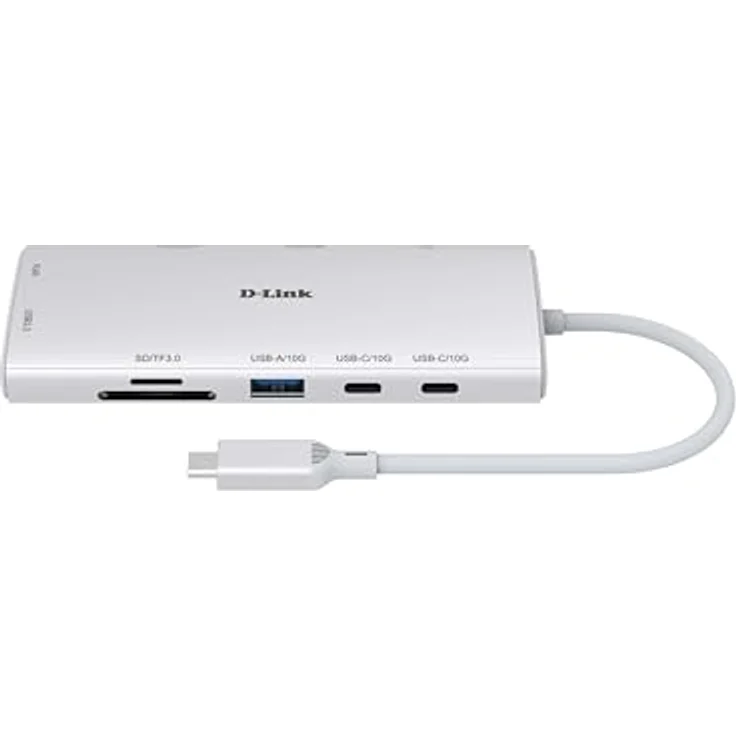D-Link DUP-A01 USB-C Hub 10-in-1, 2x HDMI 4K@60Hz, USB 3.1/3.0, 100W Power Delivery, SD/microSD, Gigabit Ethernet, Dockingstation für MacBook und Windows Laptops – Bild 3