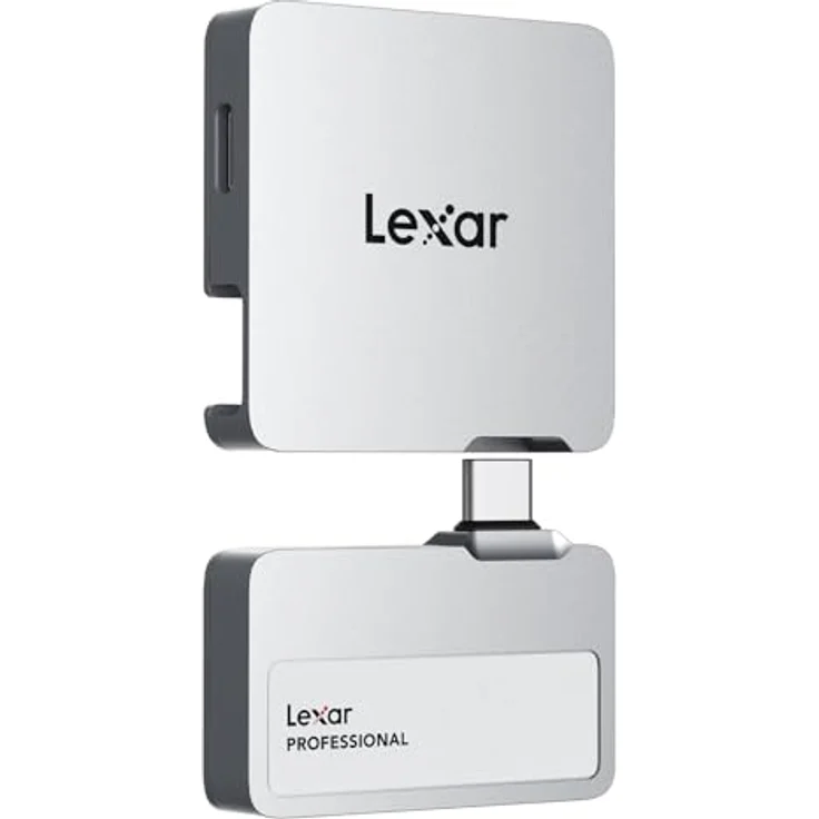 Lexar Professional Go Portable SSD mit HUB 1TB, ultrakompakt, bis zu 1050MB/s Lesen und 1000MB/s Schreiben, USB 3.2 Gen 2, für iPhone 15/16, Silber – Bild 1