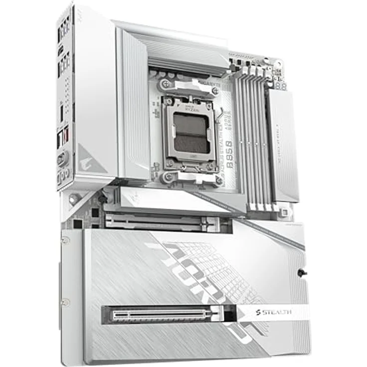 GIGABYTE B850 AORUS Stealth Ice Mainboard, AM5, 14+2+2 Phasen VRM, bis zu 8200 MHz DDR5, 2 x PCIe 5.0, Wi-Fi 7, 5 GbE LAN – Bild 4