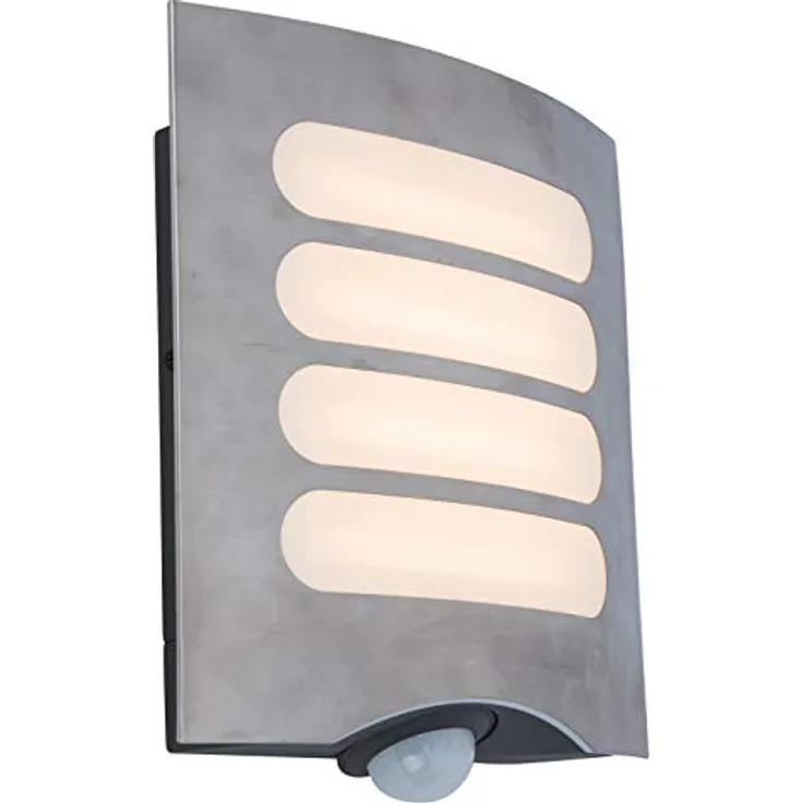 LUTEC LED Außenwandleuchte Farell,Wandleuchte in Edelstahl,Außenlampe m.Bewegunsmelder u. Timer,Erfassungswinkel 180°,moderne Wandlampe