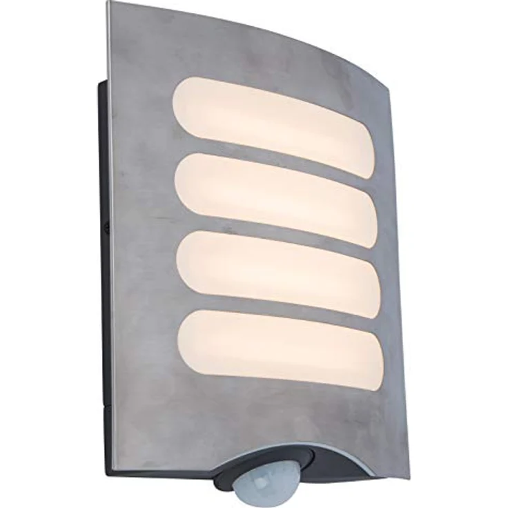 LUTEC LED Außenwandleuchte Farell,Wandleuchte in Edelstahl,Außenlampe m.Bewegunsmelder u. Timer,Erfassungswinkel 180°,moderne Wandlampe – Bild 1