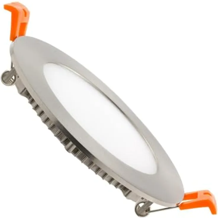 LEDKIA LIGHTING LED-Deckeneinbauleuchte SuperSlim 6W Rund Silber Warmweiß 3000K, Smarte Deckenbeleuchtung