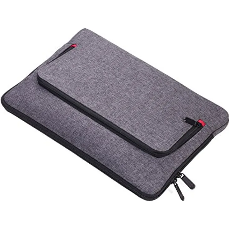 TROIKA MON CARRY IPC70/GY, Portfoliotasche für iPad Pro bis 13'', Reißverschluss, mit Fach für Dokumente und Zubehör, elastisches Bändersystem, grau