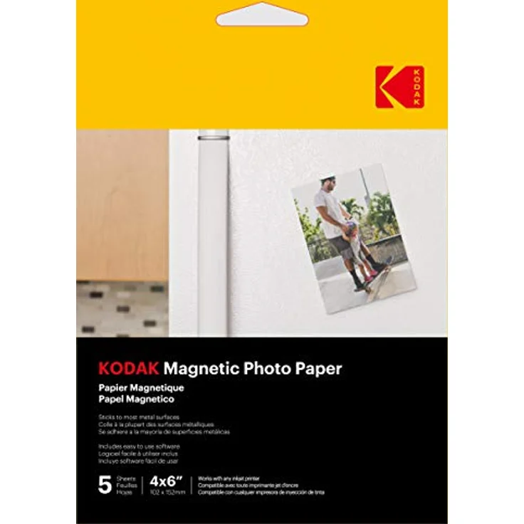 KODAK Magnetic Photo Paper, Magnetisches Fotopapier, Pack mit 5 Blättern, 10x15 cm, kompatibel mit Tintenstrahldruckern – Bild 1