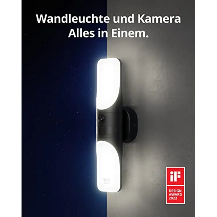 eufy Security Kabelgebundene Wall Light Cam S100, Sicherheitskamera für draußen, 2K Überwachung mit 1200 Lumen, Farbige Nachtsicht, Bewegungssensor, KI Erkennung, IP65 Wasserschutz, Gebührenfrei – Bild 2