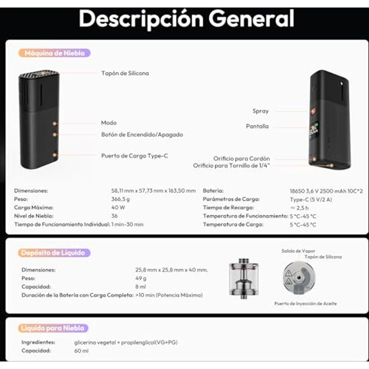 Ulanzi FM02 FILMOG X Tiny Fog Machine, tragbare Nebelmaschine mit 30 Watt Leistung, 20 Minuten Akkulaufzeit und Typ-C Ladefunktion, inklusive Tragetasche – Bild 8