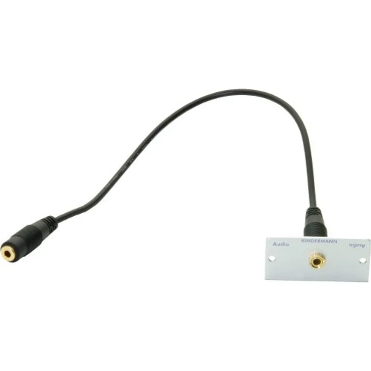 Kindermann 7441000511 Audio 3,5 mm Klinke Blende mit Kabel Buchse auf Buchse, 50 x 50 mm schwarz