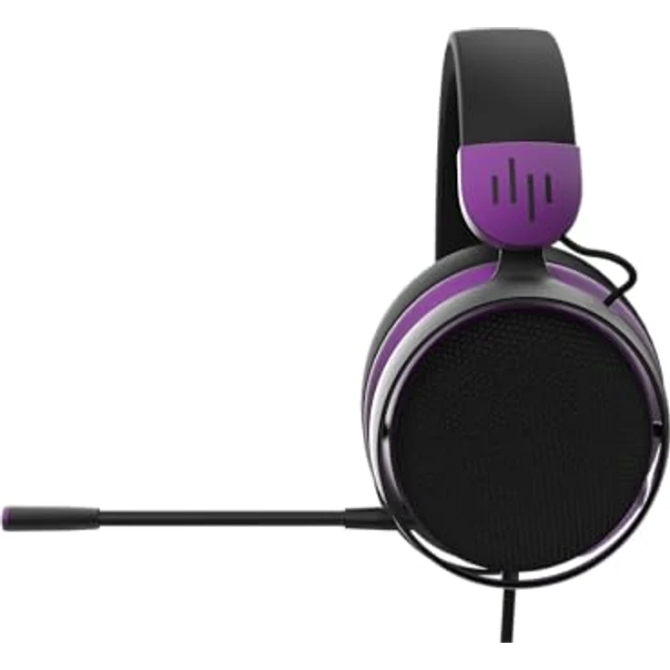 Dark Project SONO Gaming-Headset, kabelgebunden mit 53-mm-Neodym-Treibern, abnehmbarem Mikrofon und dreischichtigen Ohrpolstern, Schwarz/Violett – Bild 4