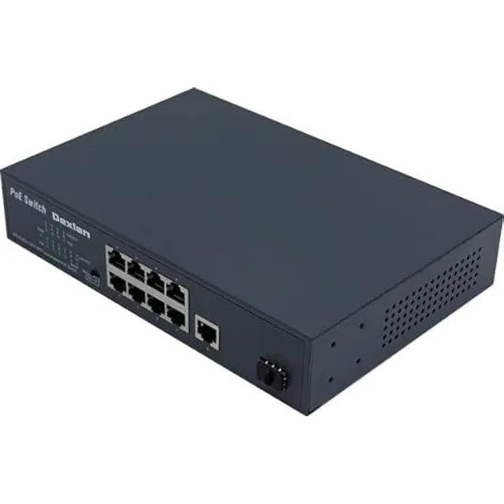 Dexlan DX3110-P120, 8-Port Netzwerk Switch mit 8x 100/10 Mbit/s PoE+ Ports, 1x 1 GBit Uplink, 1x SFP, 120W, Metallgehäuse