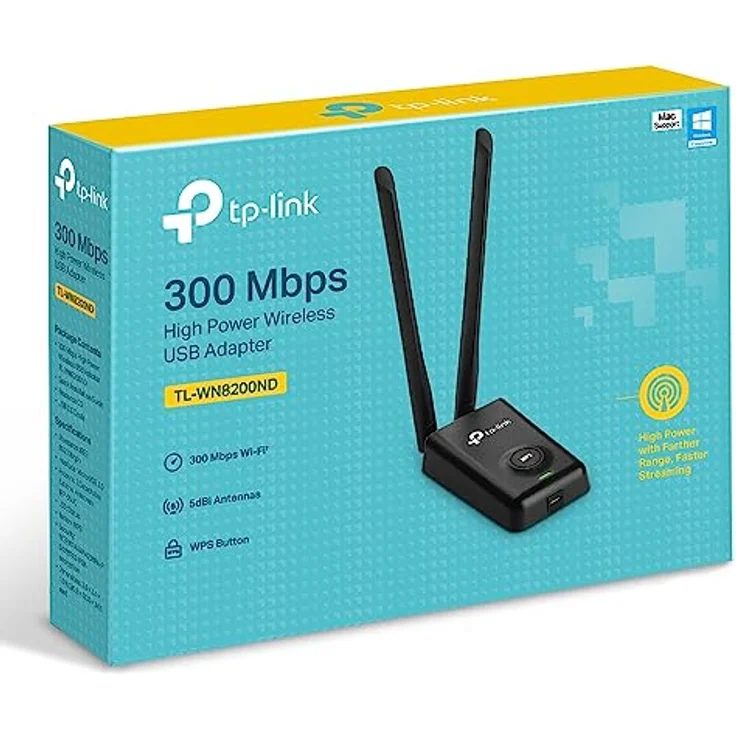 TP-Link TL-WN8200ND 300Mbit-s High Power WLAN USB Adapter, WPS, 2 abnehmbare Antennen, 1,5 Meter Verlängerungskabel, schwarz – Bild 5