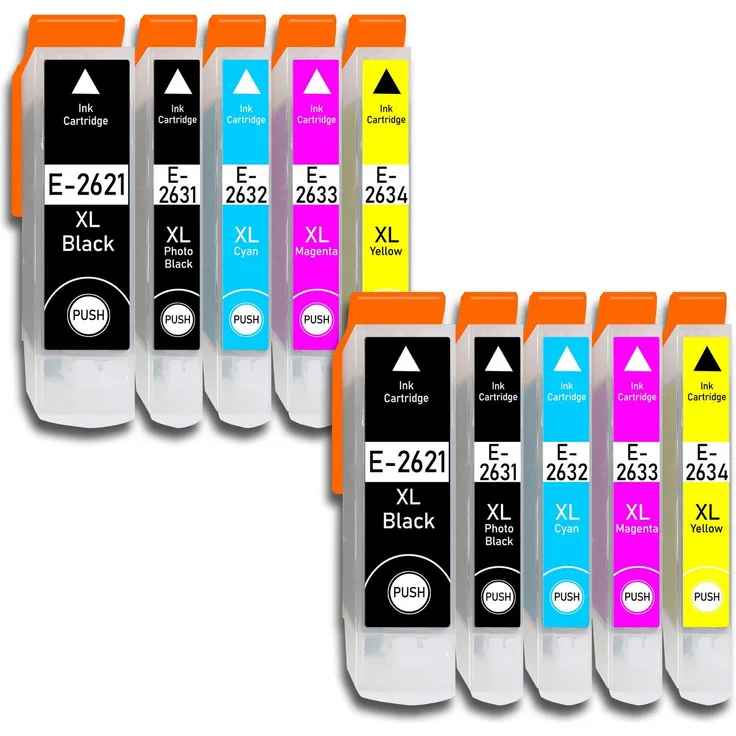Druckerparadies 10er Multipack für Epson 26XL Tintenpatronen Set - hohe Kapazität, 5 Farben, kompatibel mit XP510 XP520 XP600 XP605 XP610 XP615 XP620 XP625 XP700 XP710 XP720