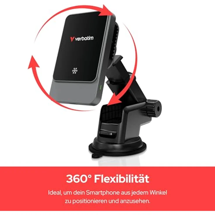 Verbatim Autoladegerät N Drive 15W Rgb Cnd-03 Schwarz Silber/Schwarz Silber 31862, Magnetic Wireless Car Charger – Bild 4