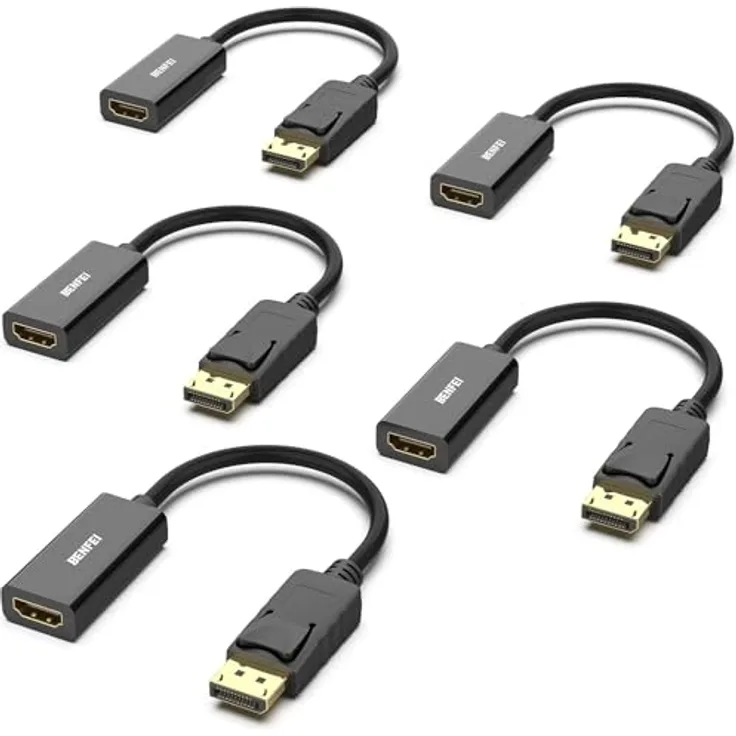 BENFEI 4K DisplayPort auf HDMI Adapter, 5er Set, Unidirektional, 3840x2160@30Hz, Kompatibel mit Laptop, PC, Monitor, TV, Projektor