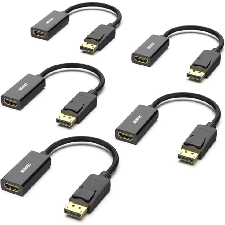 BENFEI 4K DisplayPort auf HDMI Adapter, 5er Set, Unidirektional, 3840x2160@30Hz, Kompatibel mit Laptop, PC, Monitor, TV, Projektor – Bild 1
