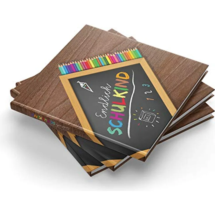 itenga Erinnerungsbuch Gästebuch Erster Schultag, 88 Seiten Fadenheftung aus 150 g/m² Naturpapier, Hardcover mit matter Folierung für Mädchen und Jungen – Bild 2