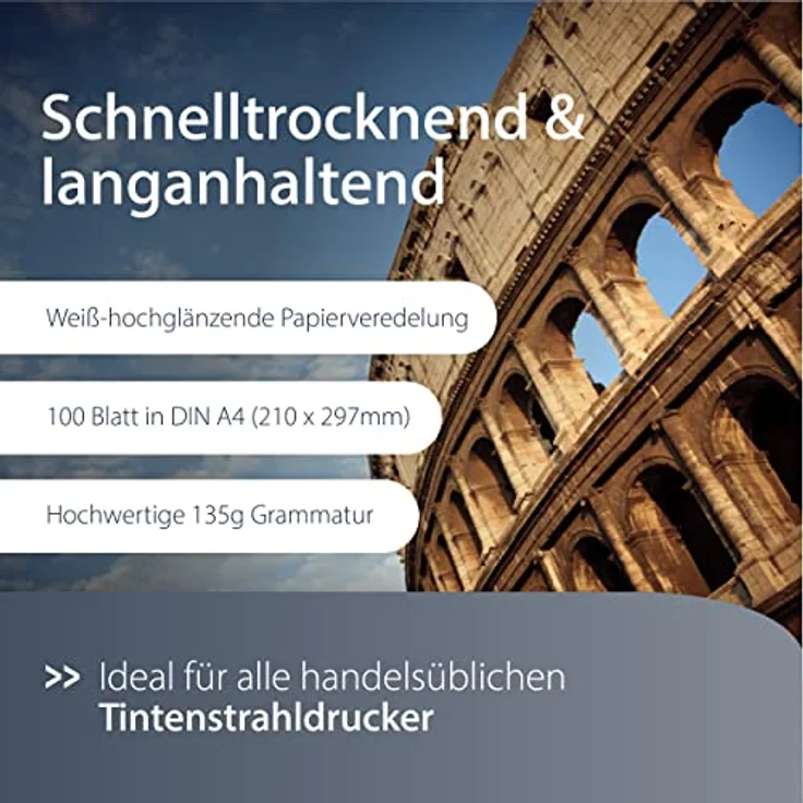 MediaRange DIN A4 Fotopapier für Tintenstrahldrucker, hochglänzend, 135g, 100 Blatt – Bild 5