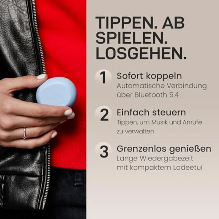 sudio A3 True Wireless Kopfhörer, Kabellos Over Ear mit Bluetooth 5.4, Multipoint Verbindung, Schweiß- & Spritzwassergeschützt, 25h Spielzeit, USB-C Ladecase, Blau – Bild 5
