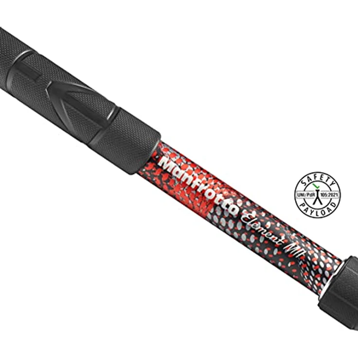 Manfrotto Element MII MMELMIIA5RD, leichtes Alu-Reise-Einbeinstativ, rot, 5 Segmente, Handgelenkschlaufe, Gummigriff, Drehverschlüsse, Traglast bis zu 15 kg, für Kompakt-, spiegellose und DSLR-Kameras – Bild 4