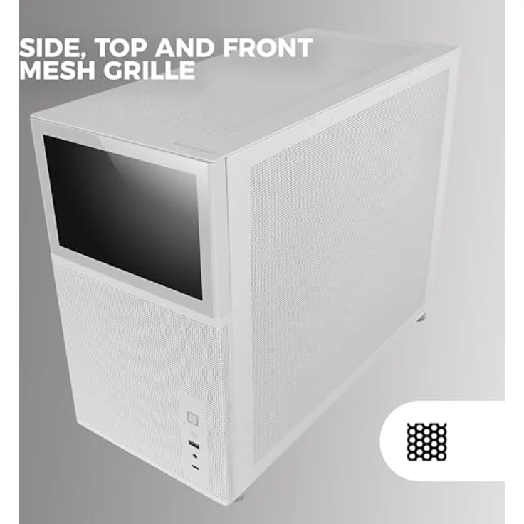 MARSGAMING MC-LCD, Mini-Tower Gaming PC-Gehäuse mit 8" IPS LCD-Display, Weiß – Bild 3
