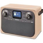 MEDION P66700 DAB+ Radio (DAB Plus UKW Radiowecker, dimmbares TFT Farb Display, Bluetooth, 12/24 Std. Uhrzeit, Wecker, Holzgehäuse, Kopfhöreranschluss, AUX, Stabantenne) Creme